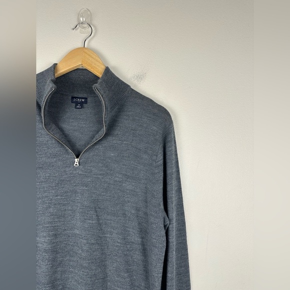J Crew Machine Washable Merino Wool Blend Half Zip Soft Sweater Grey Men’s Sz M - Picture 4 of 9